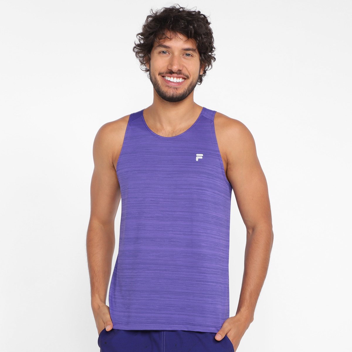 Regata Fila Match Masculina - Roxo+Cinza Menor preço em Regata Fila Match Masculina - Roxo+Cinza