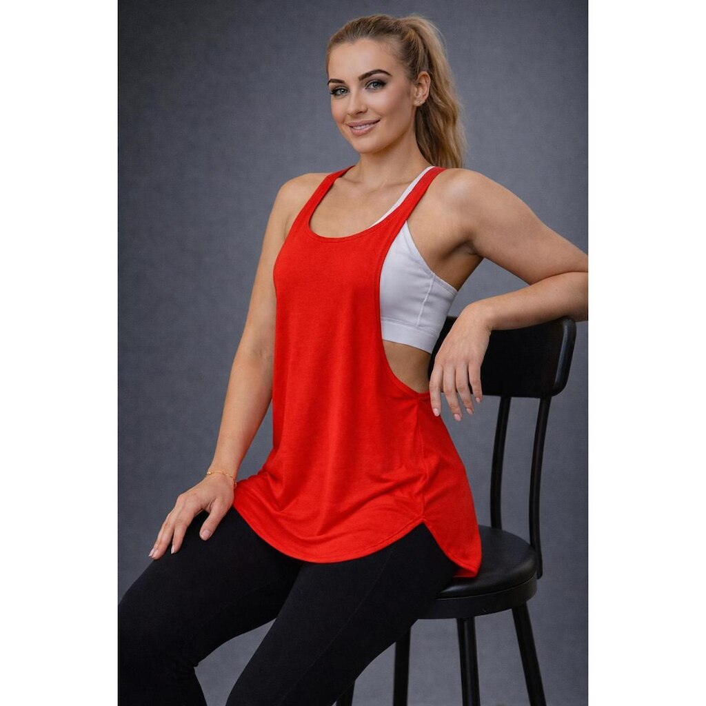 Regata Fitness Feminina Alongada Costas Abertas Em Y Academia Treino