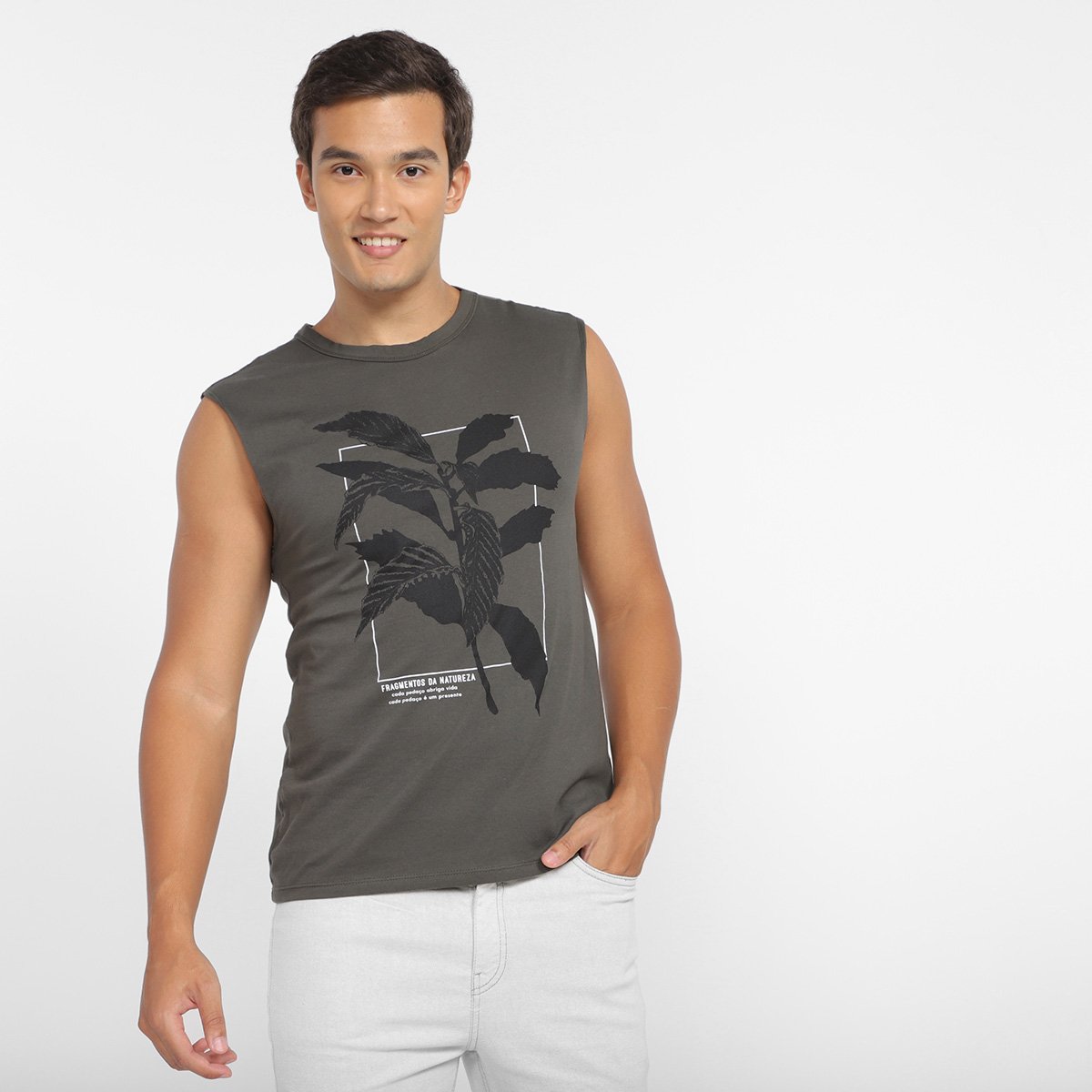 Regata Hering Estampada Masculina - Verde Menor preço em Regata Hering Estampada Masculina - Verde