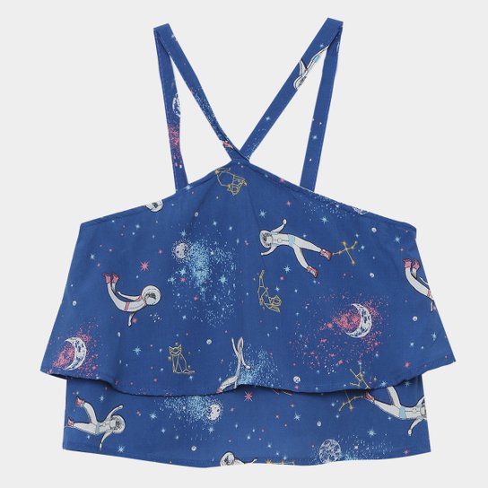 Regata Infantil Fakini Teen Astronauta Feminina - Azul