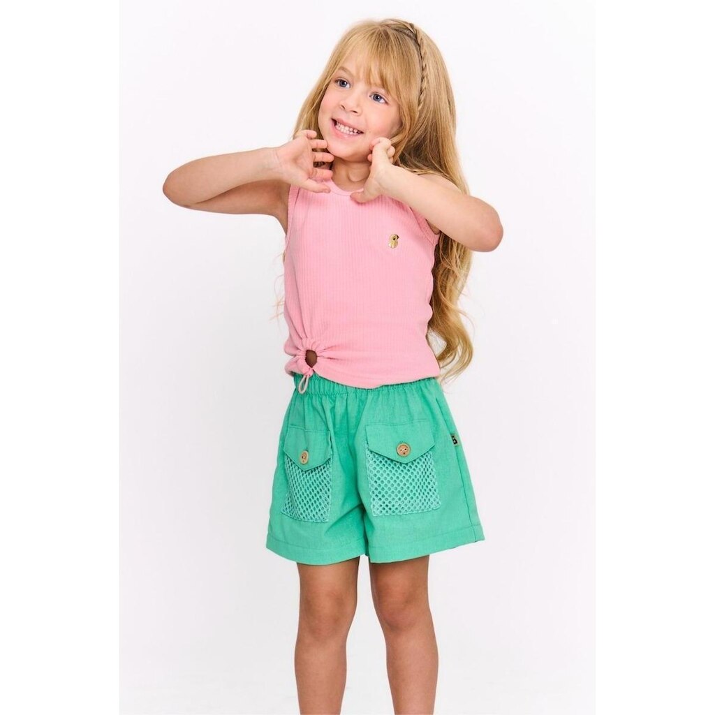 Regata Infantil Menina Floral Aurora Canelada com Detalhe