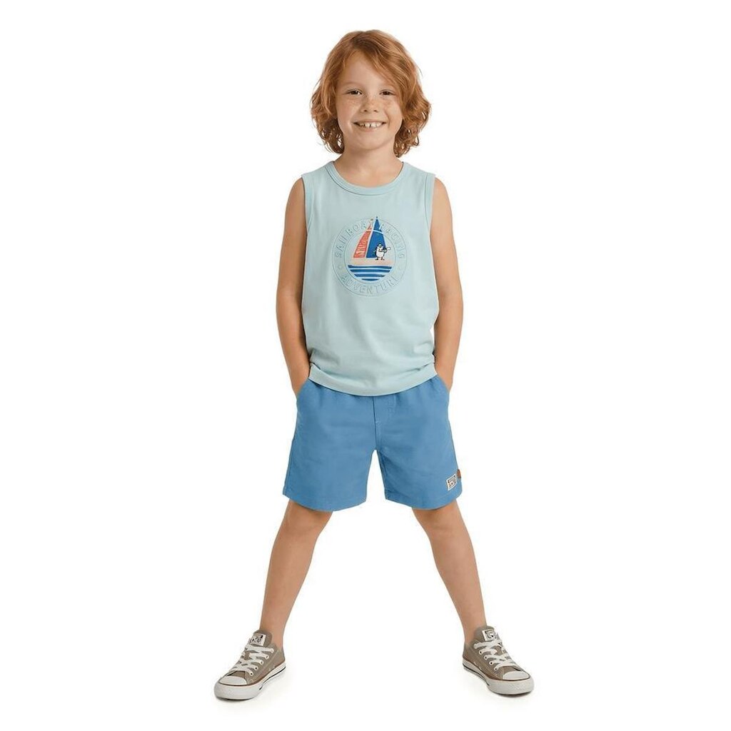 Regata Infantil Menino Barquinho Alphabeto Mint