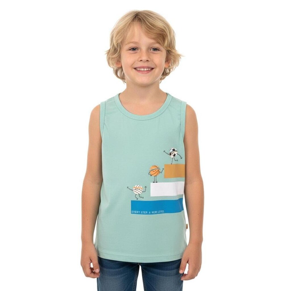 Regata Infantil Menino Esportiva Alphabeto Menta