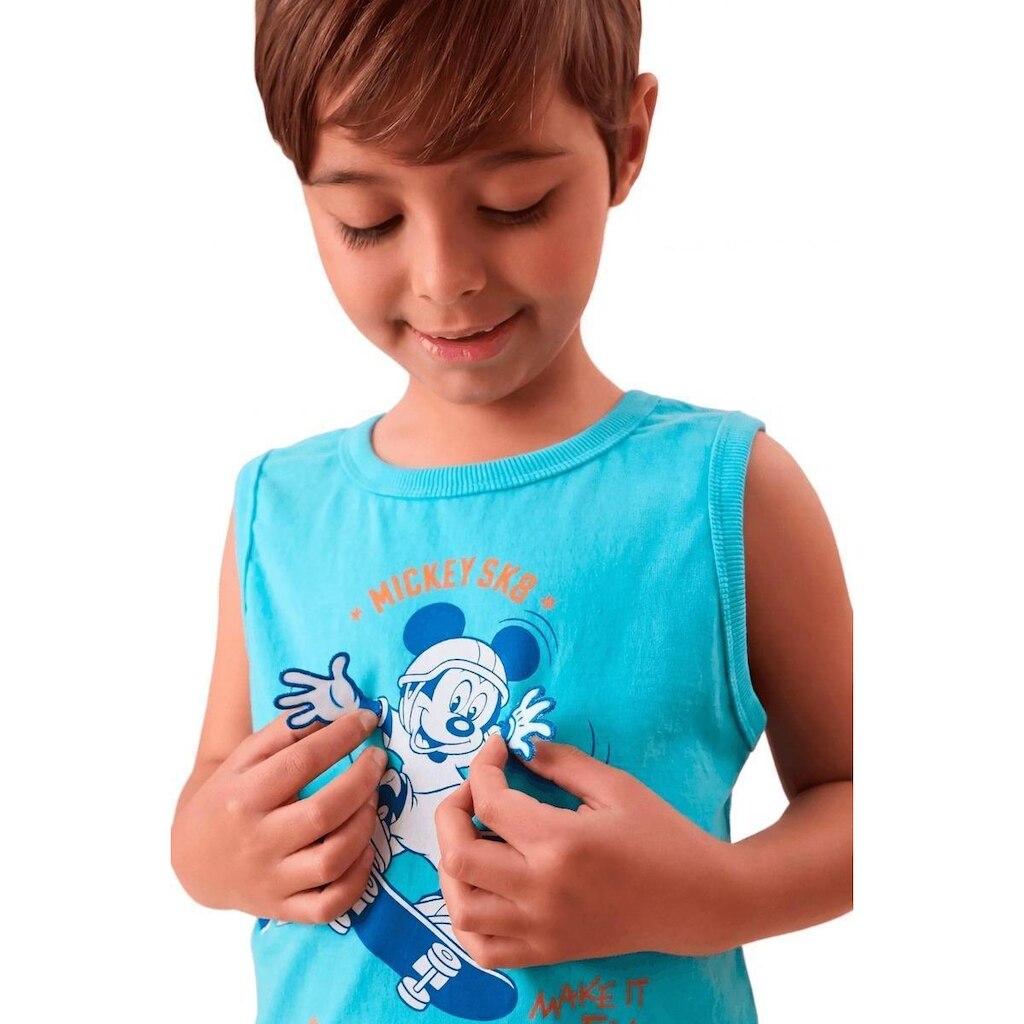 Regata Infantil Menino Mickey Radical Alphabeto Ciano
