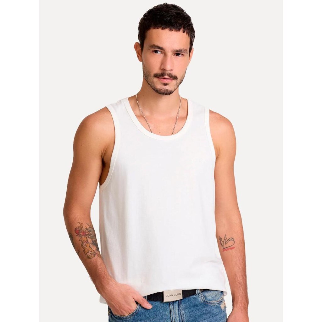 Regata John John Masculina New Regular Fit Rubber Logo Off White