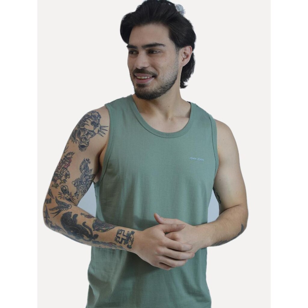 Regata John John Masculina New Regular Fit Rubber Logo Verde Claro