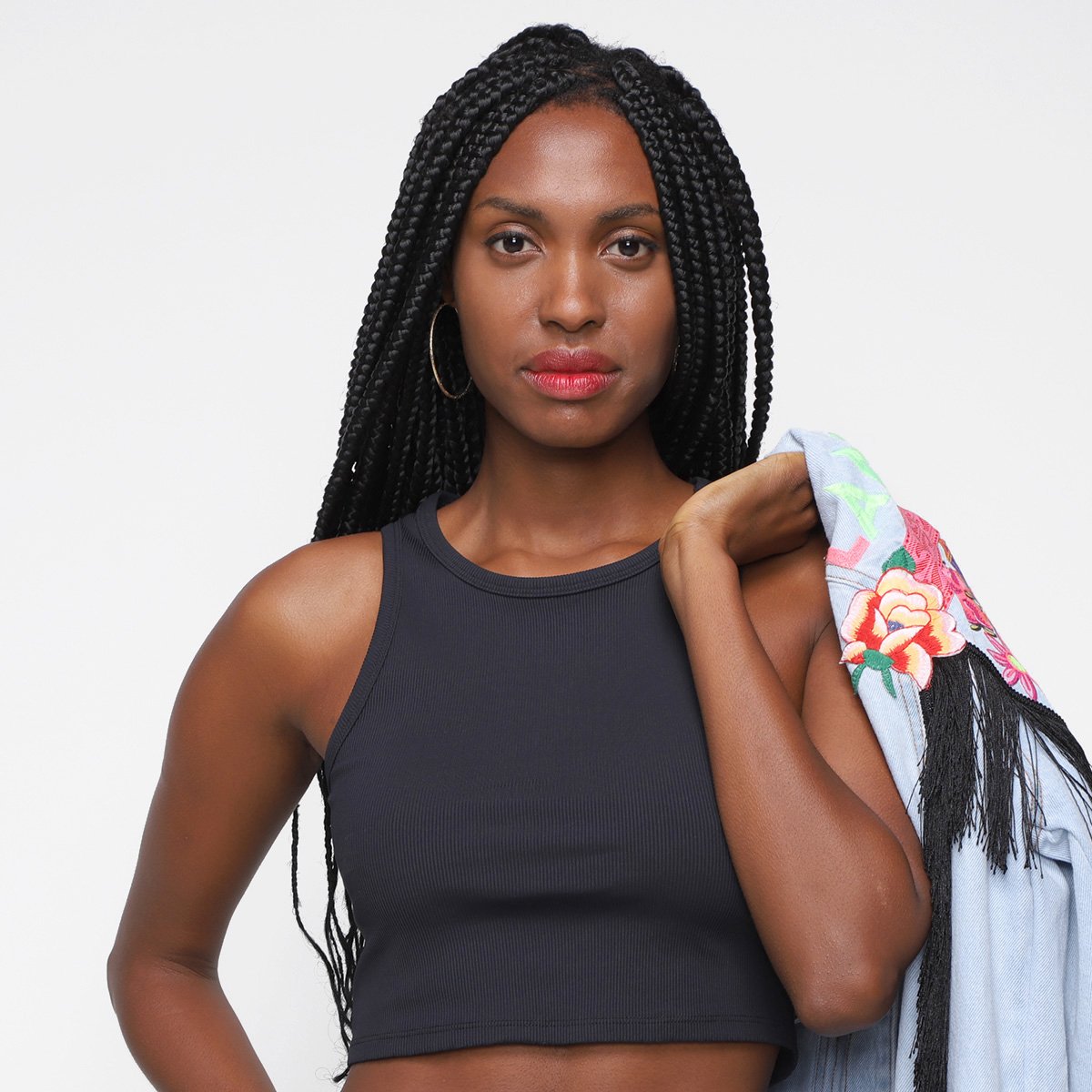 Regata Lança Perfume Cropped Ribana Feminina - Preto Menor preço em Regata Lança Perfume Cropped Ribana Feminina - Preto