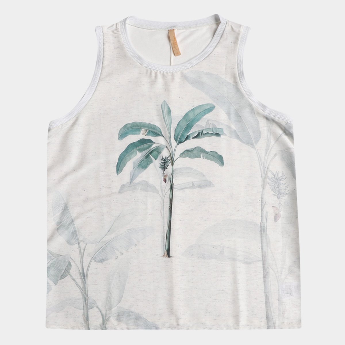 Regata Lunender Plus Size Estampada Feminina - Off White Menor preço em Regata Lunender Plus Size Estampada Feminina - Off White