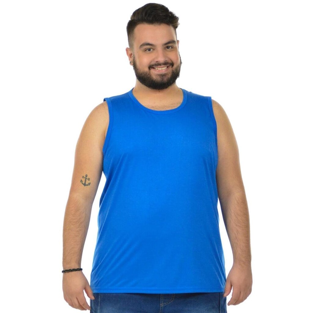 Regata machão malha fria plus size fenomenal(sem elasticidade) Azul royal 50