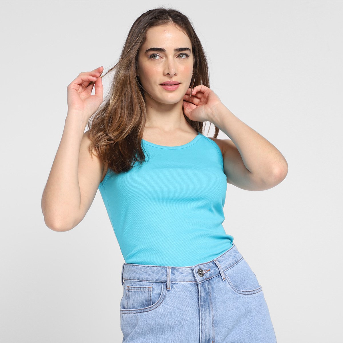 Regata Malwee Ribana Cavada Feminina - Azul Menor preço em Regata Malwee Ribana Cavada Feminina - Azul