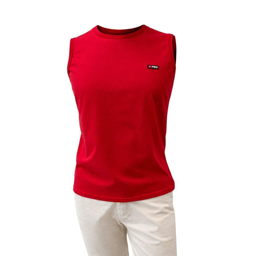 Regata Masculina Básica Fico Malha Penteada 00681 Vermelha