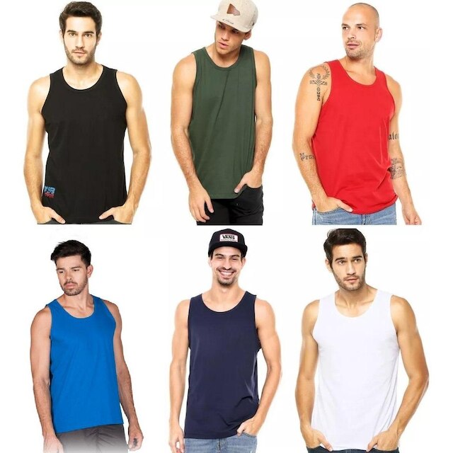 Regata Masculina Camiseta 100% Algodão Blusa Camisa Lisa