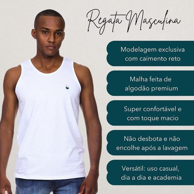 Regata Masculina Casual Básica Algodão Lynn