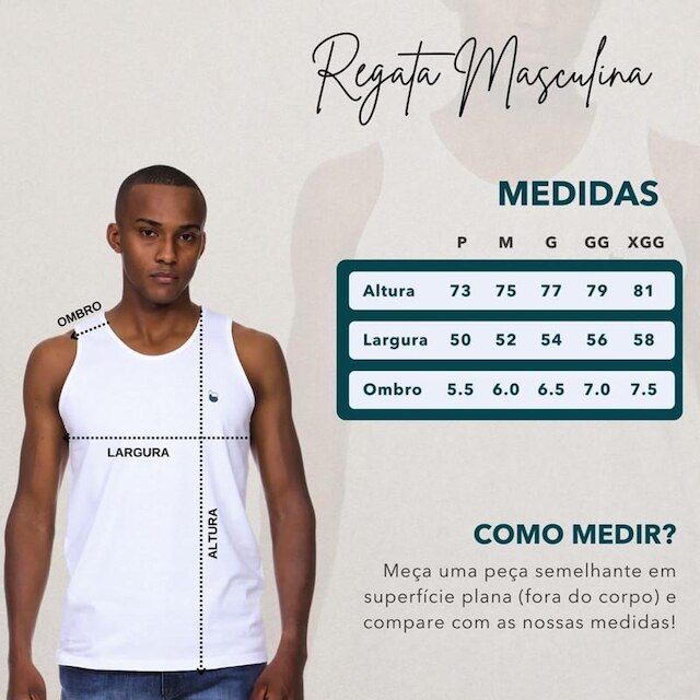 Regata Masculina Casual Básica Algodão Lynn
