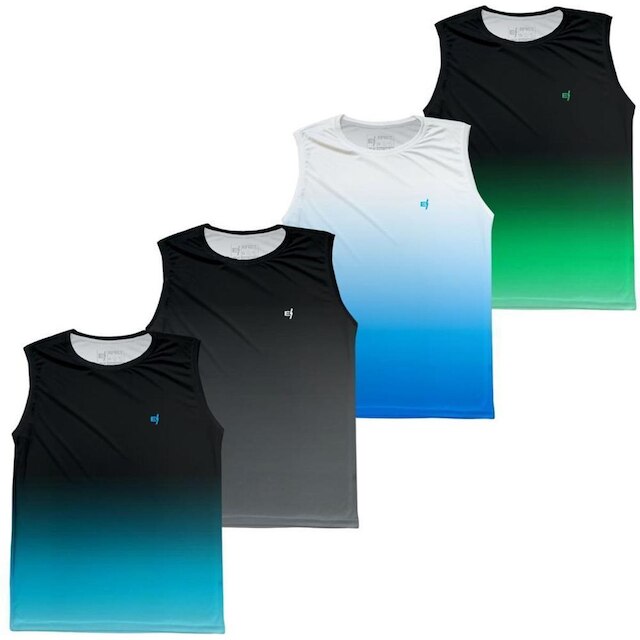 Regata Masculina Esportiva Mescla Proteção UV50+ Kit 4