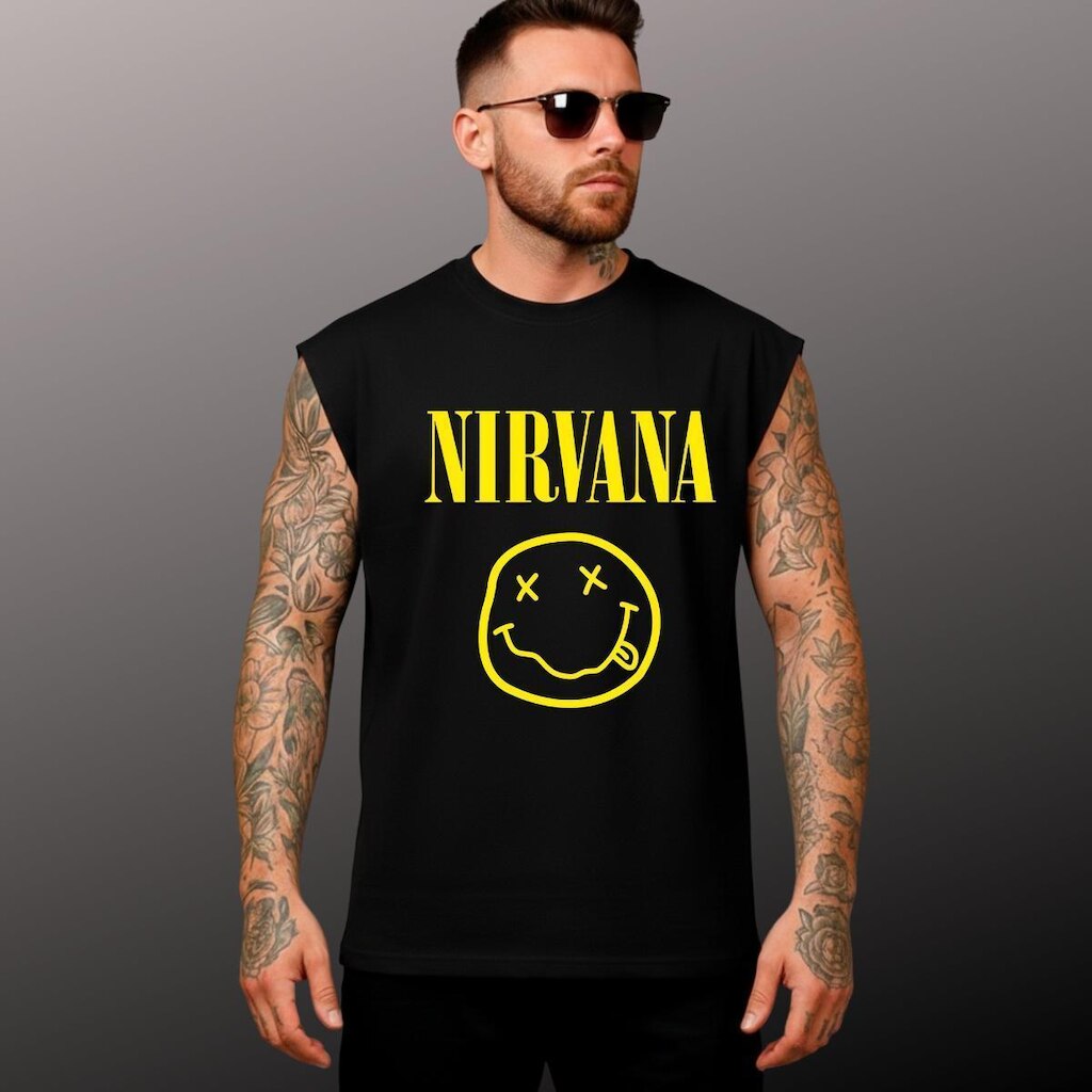 Regata Masculina Oversized Estampa Banda Rock
