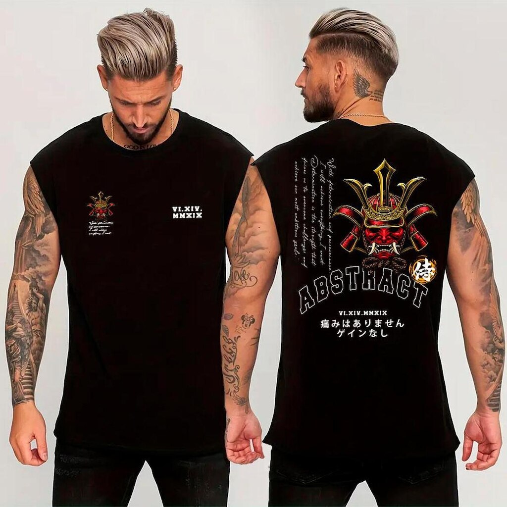 Regata Masculina Oversized‎ Moda Fitness Estilo Samurai Gym Abstract Style