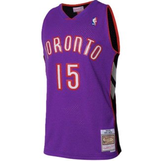Regata NBA Toronto Raptors - Nº 15 Vince Carter Mitchell & Ness-Roxa-Adulta-Unissex