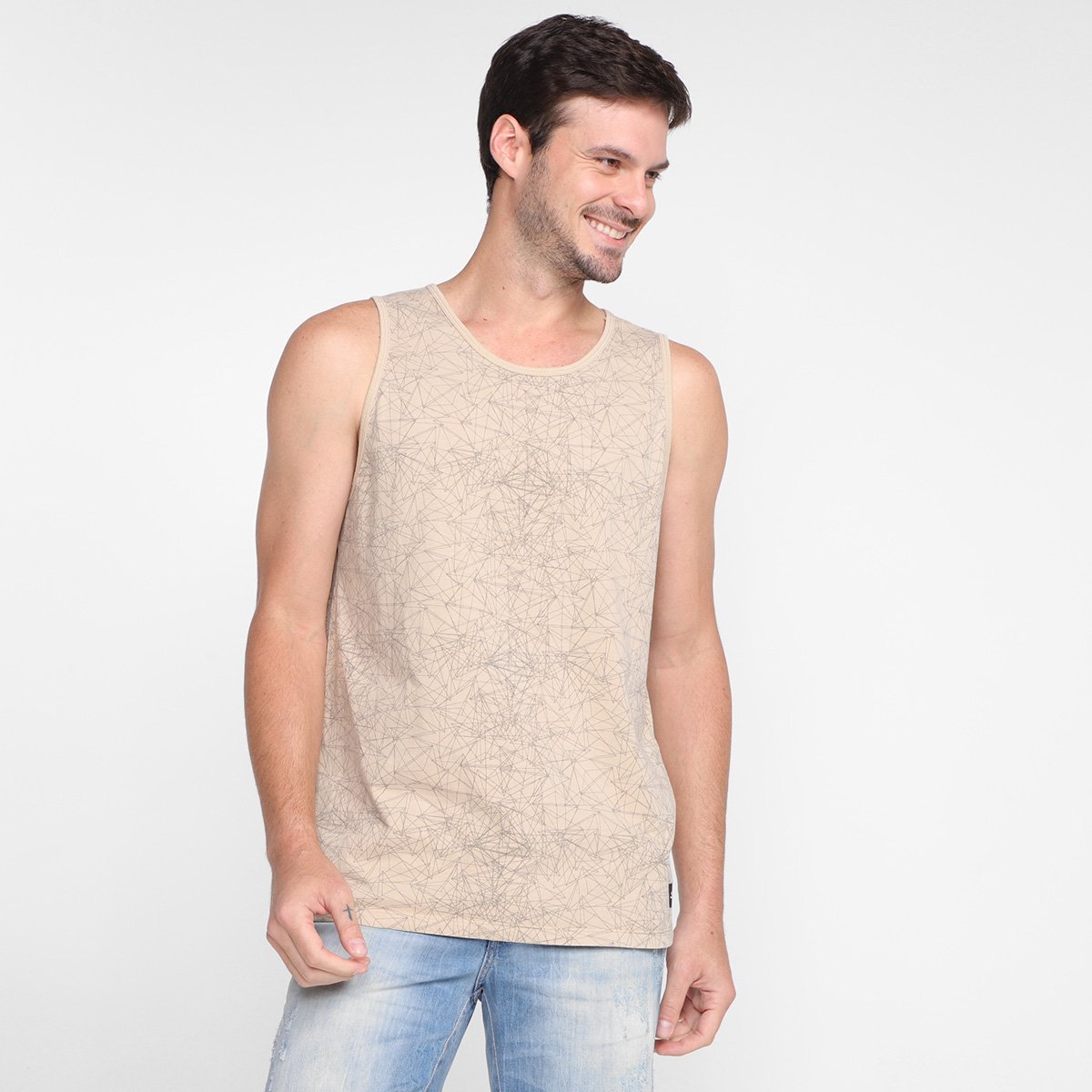 Regata Oakley Geometric Printed Tank Masculina - Bege Menor preço em Regata Oakley Geometric Printed Tank Masculina - Bege