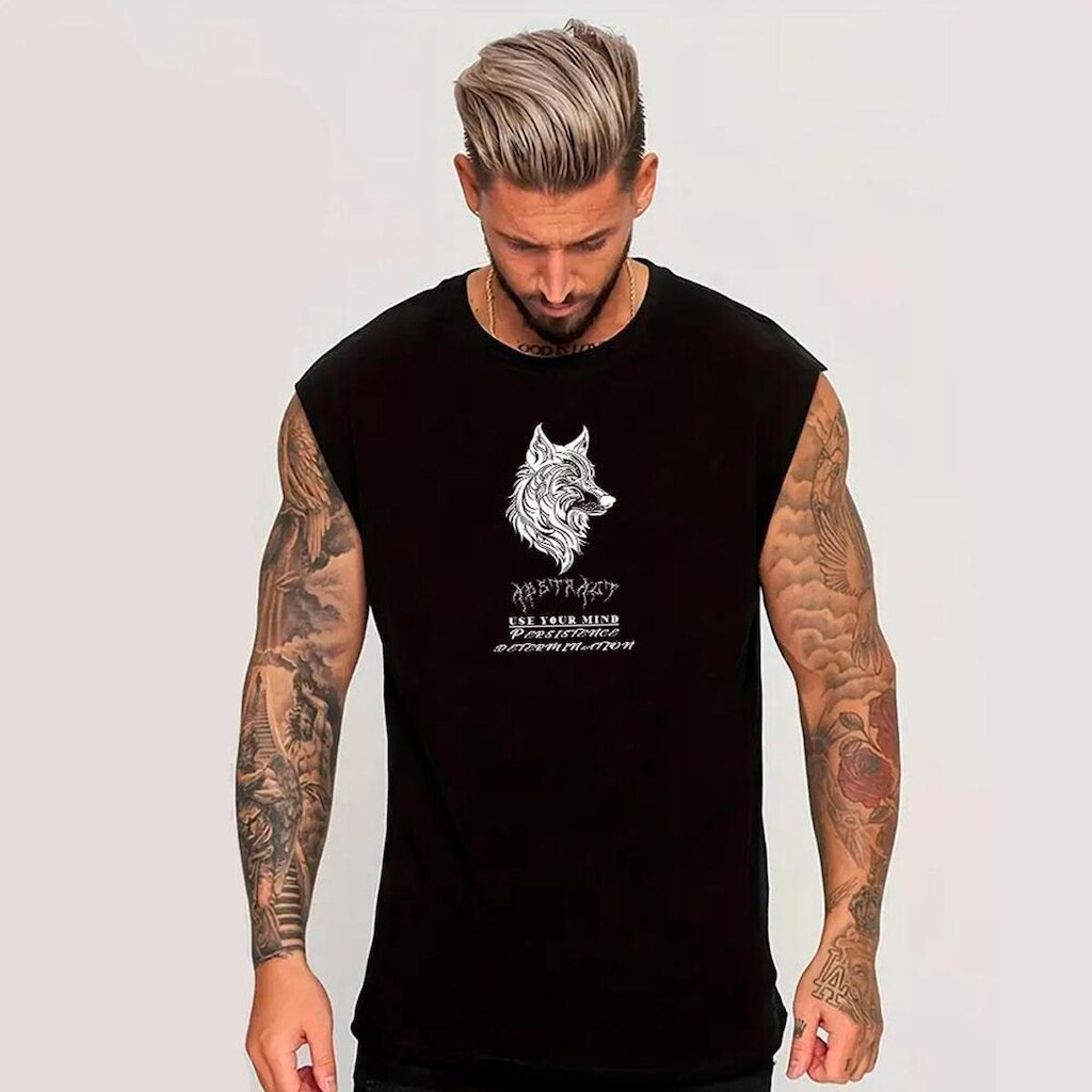 Regata Oversized Algodão‎ Lobo Abstract Dark Arte Fitness Gym