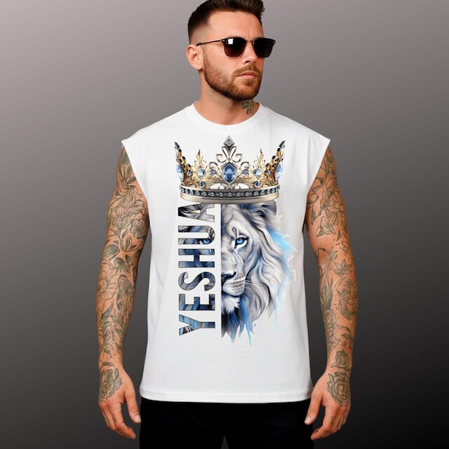 Regata Oversized Masculina Algodão Caimento Largo e Moderno Estampa Leão