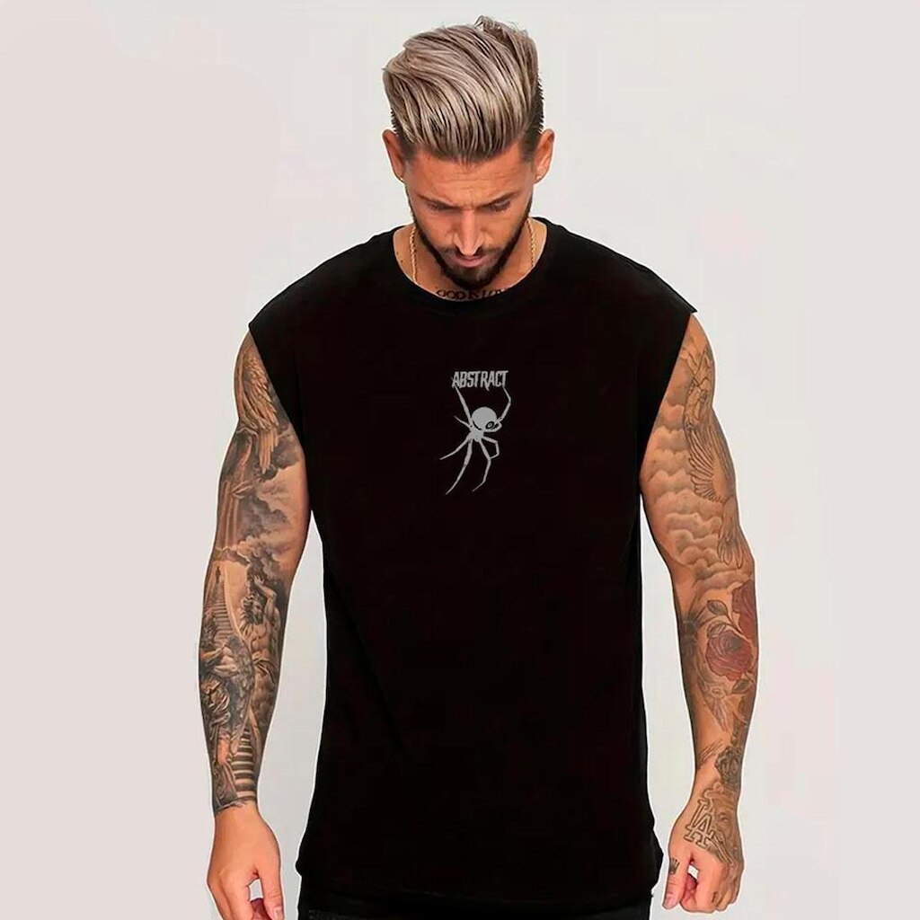 Regata Oversized Masculina Machão Academia Aranha Abstract Dark Arte Gym