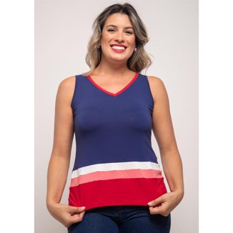 Regata Pau a Pique Básica com recortes Marinho e Vermelho MARINHO/VERMELHO - PP