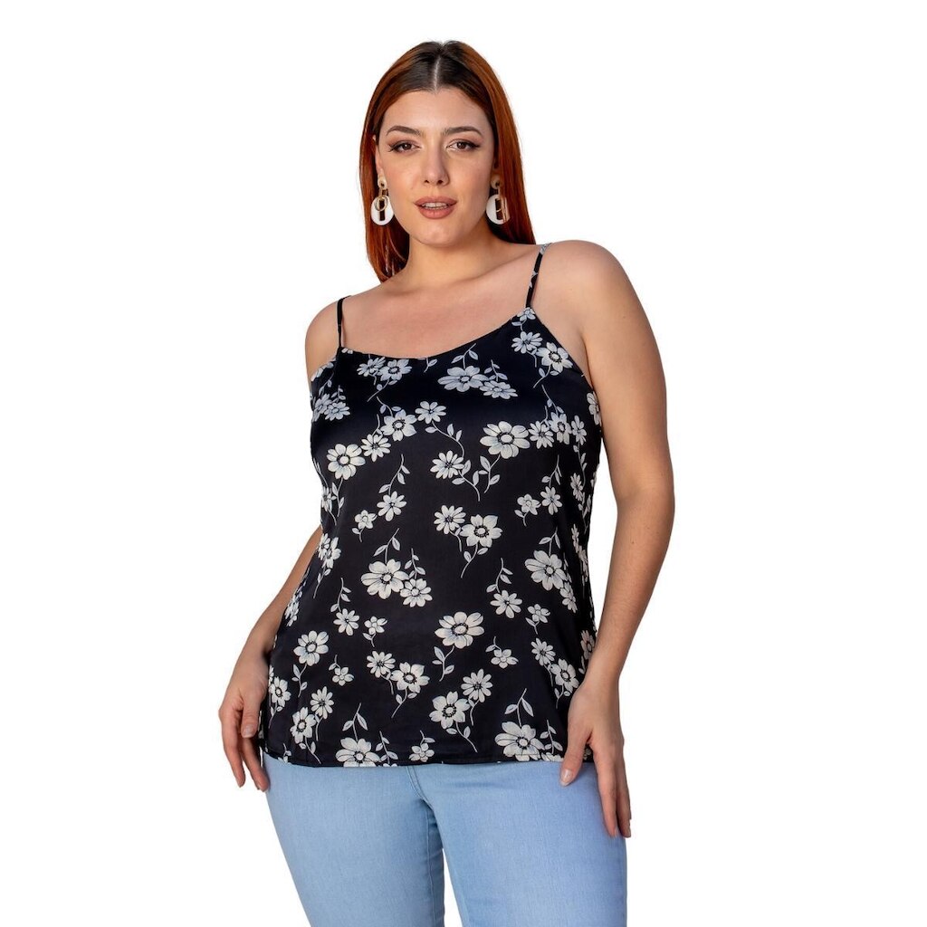 Regata Plus Size Alcinha Crepe Estampada com Alça Regulável Premium
