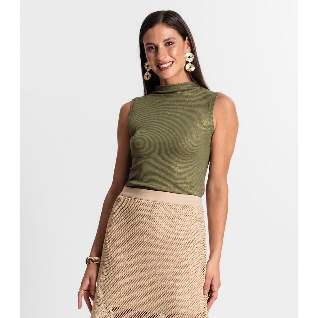 Regata Rovitex Em Ribana Canelada Lurex Feminina