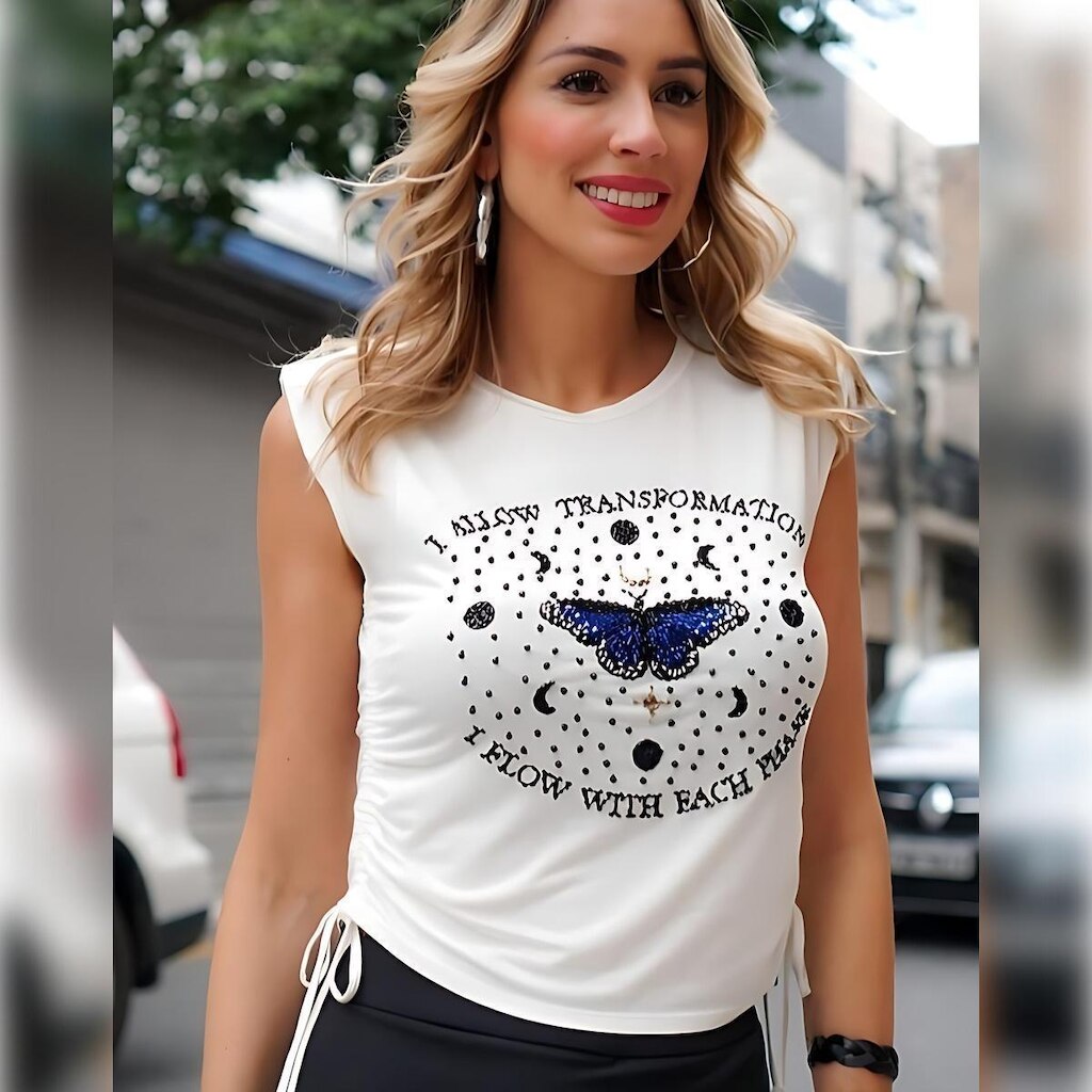 Regata Sagitta 100% Algodão com Bordado Feminino