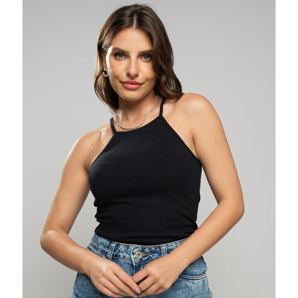 Regata Salvatore Fashion Cavada Alcinha Canelada Feminina
