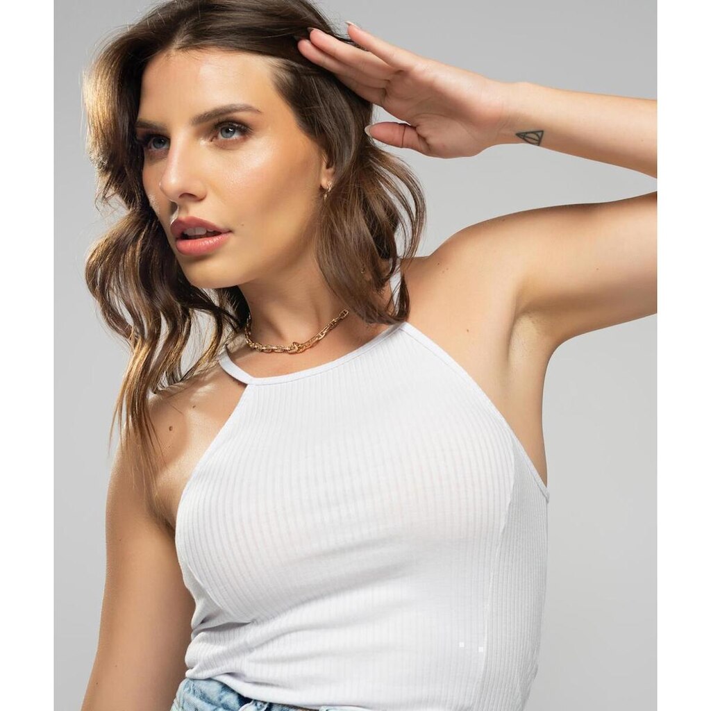 Regata Salvatore Fashion Cavada Alcinha Canelada Feminina