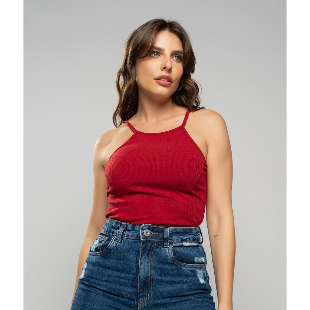 Regata Salvatore Fashion Cavada Alcinha Canelada Feminina