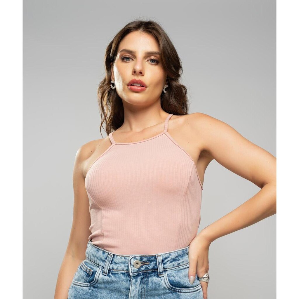 Regata Salvatore Fashion Cavada Alcinha Canelada Feminina