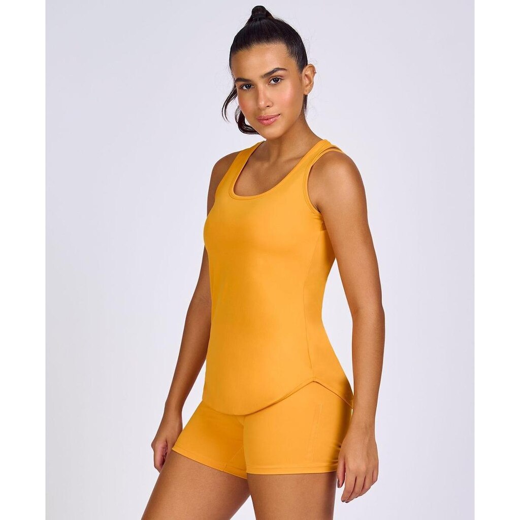 Regata Skin Fit Alto Giro Alongada Laranja Tangelo