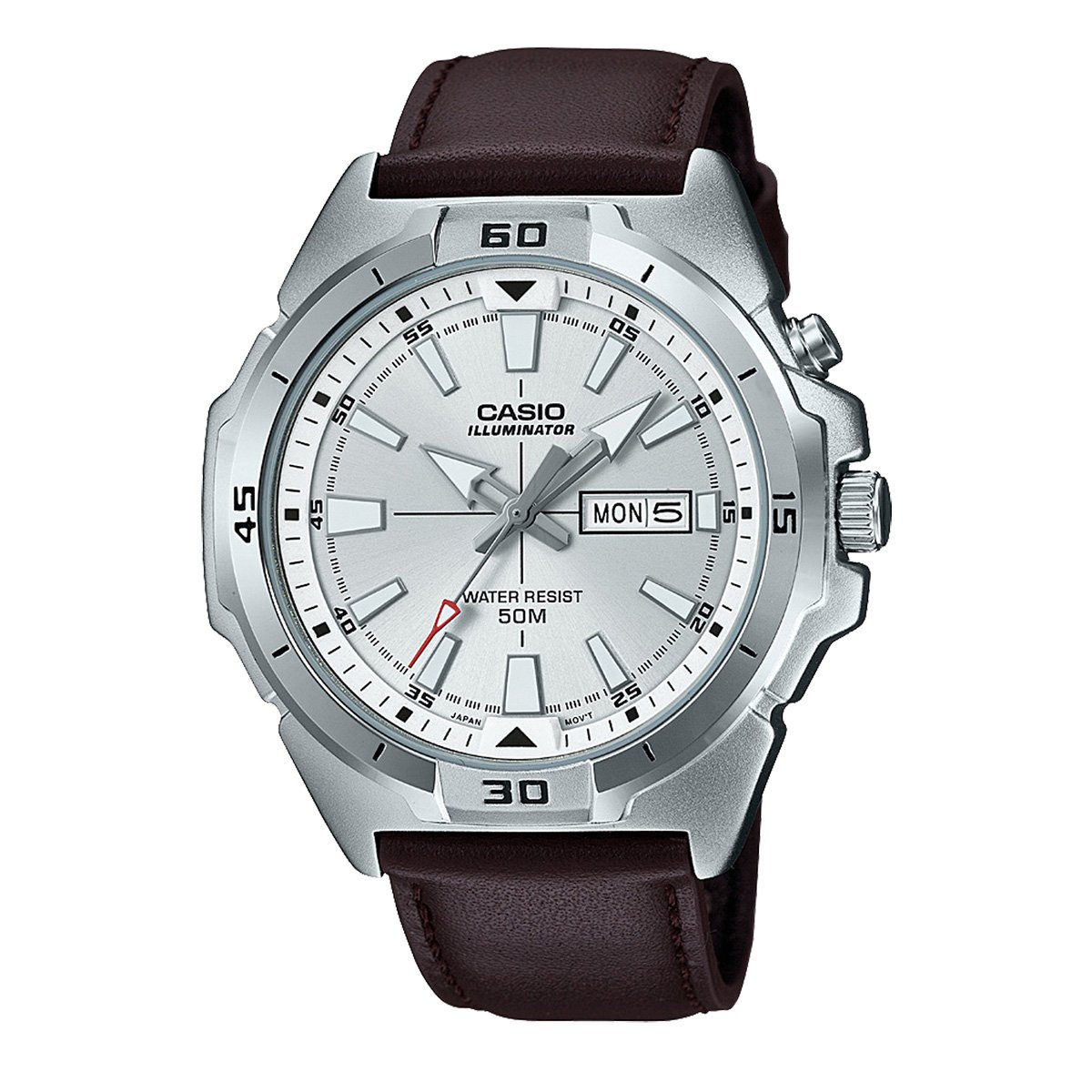 Relógio Casio Collection Analógico MTP-E203L Masculino - Prata+Marrom |  Zattini