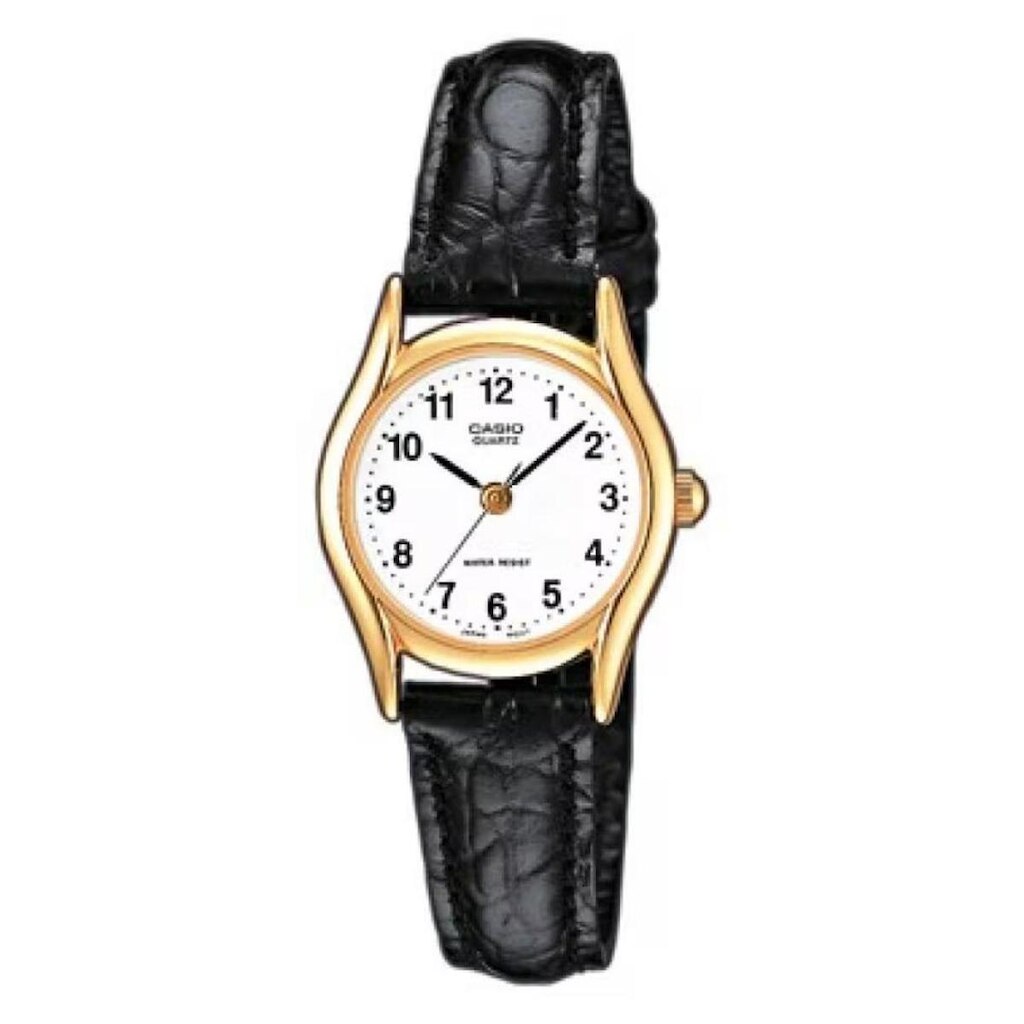 Relógio Casio Couro Dourado Ltp-1154pq Pequeno Todos Números Preto Dourado Branco