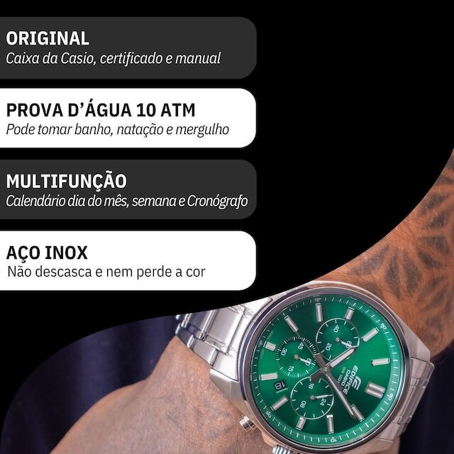 Relógio CASIO EDIFICE verde masculino EFV-650D-3AVUDF