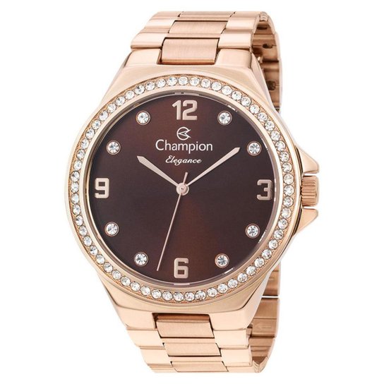 Relógio Champion Elegance Cristais Feminino - Rosê