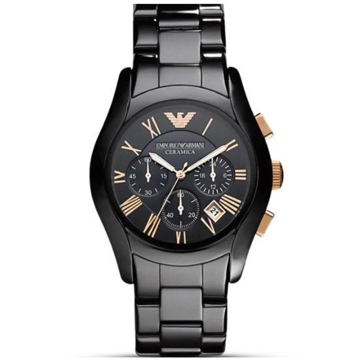 Relógio Empório Armani Ar1410 Cerâmica Preto/Rose | Zattini