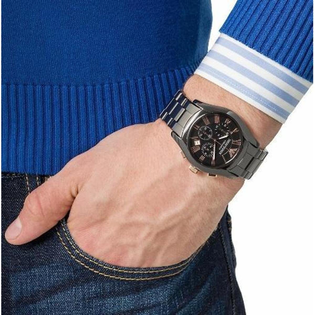Relógio Empório Armani Ar1410 Cerâmica Preto/Rose | Zattini