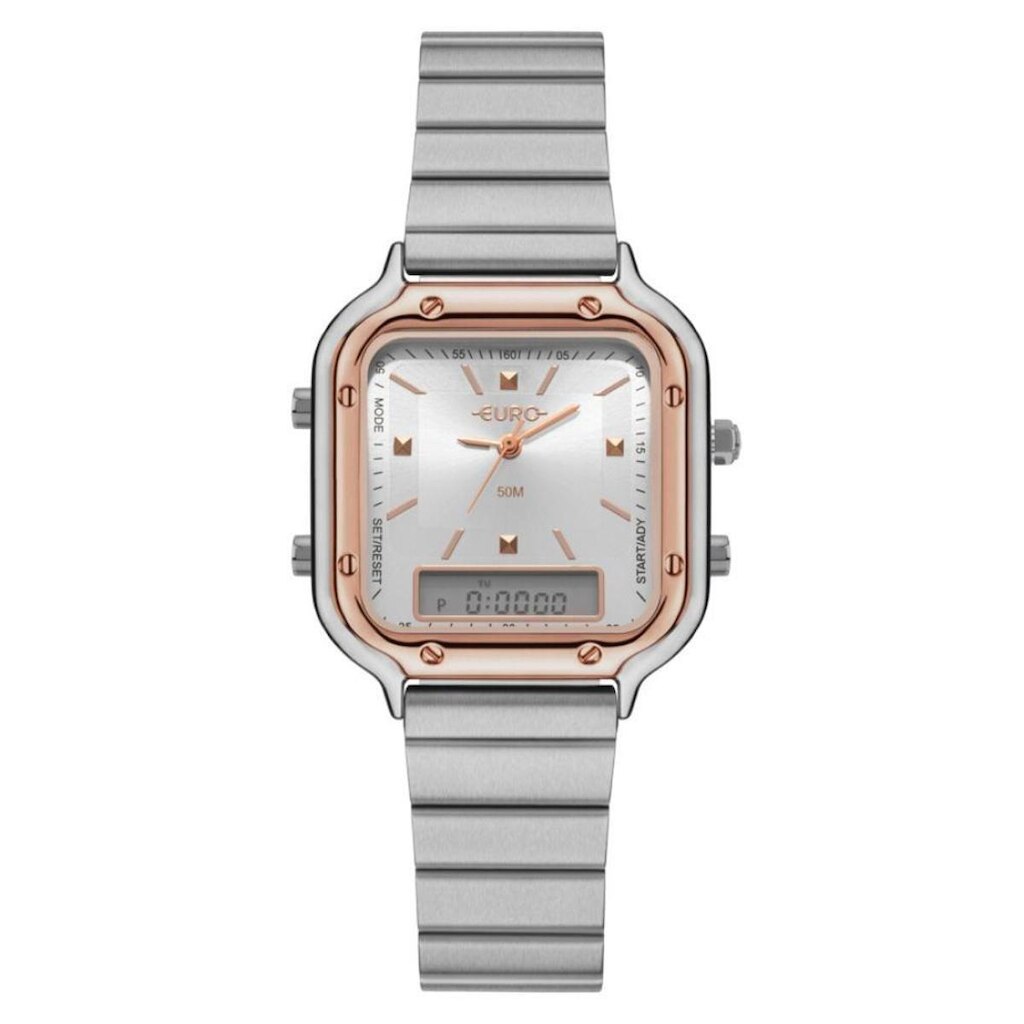 Relógio Euro Feminino Ref: Eu20352maqab/4k Anadigi Retangular Bicolor
