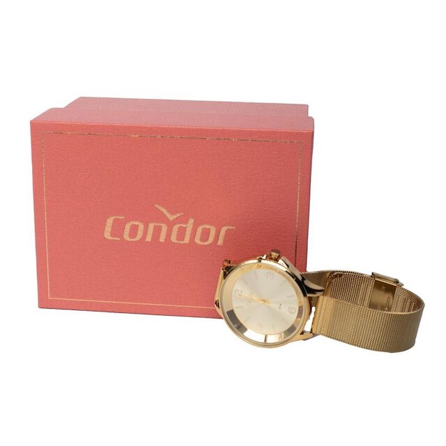 Relógio Feminino Condor Kit CO2035NEK/K4X Frase Dourado