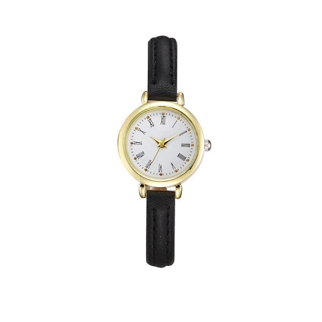 Relógio Feminino Dourado Mini Analógico Pulseira Preta