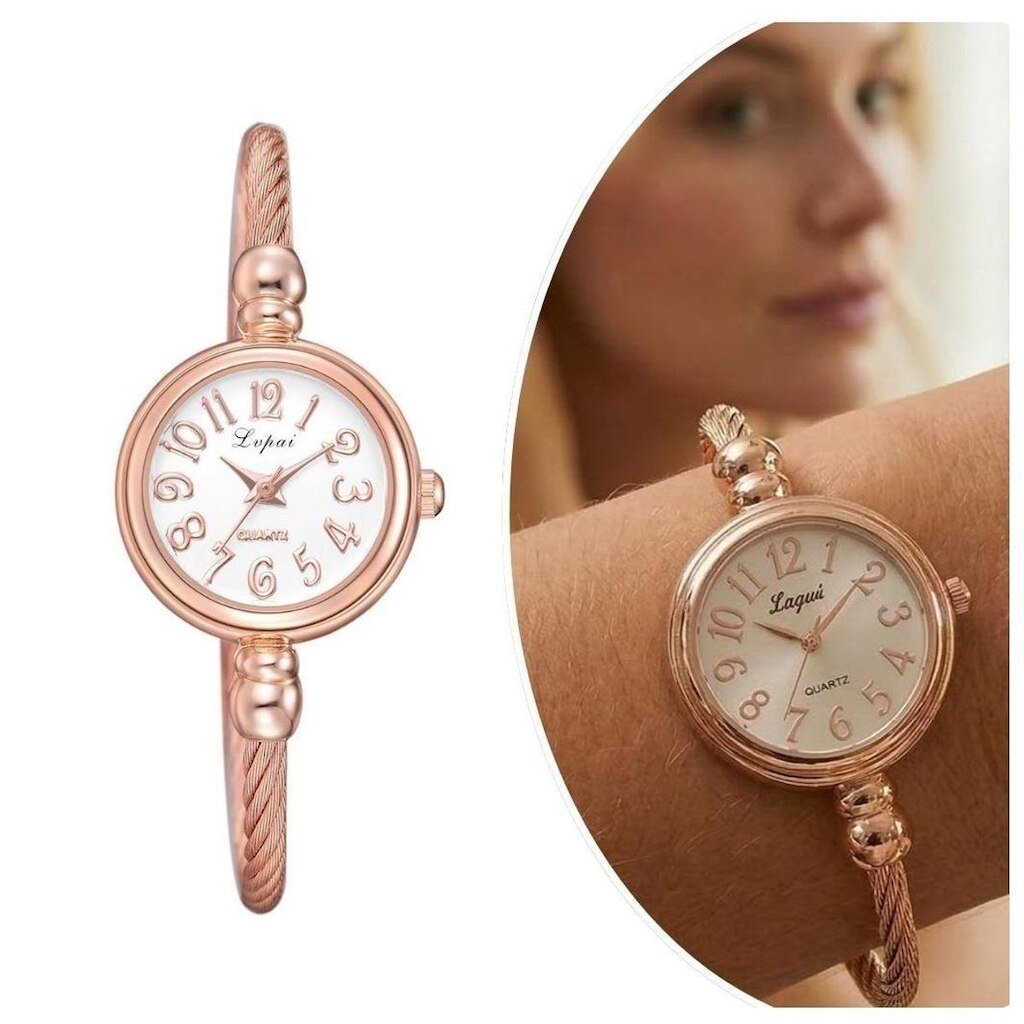Relógio Feminino Dourado Rosé Pequeno Analógico Ajustável