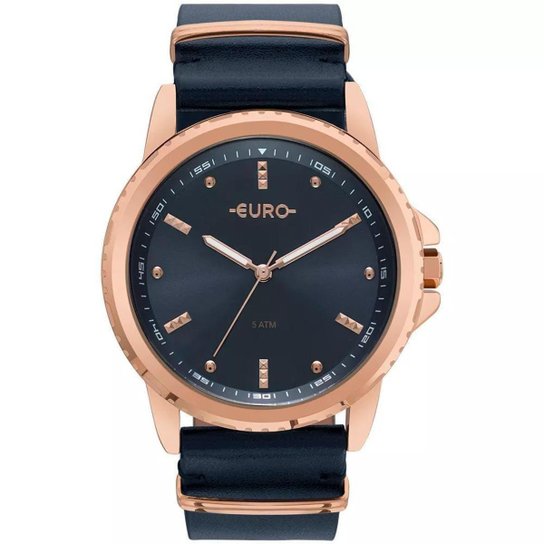Relógio Feminino Euro EU2035YNM/4A Pulseira de Couro - Preto