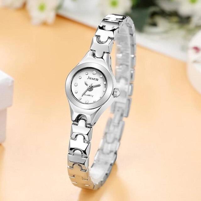Relógio Feminino Prata Mini Luxo Quartz Analógico Pequeno