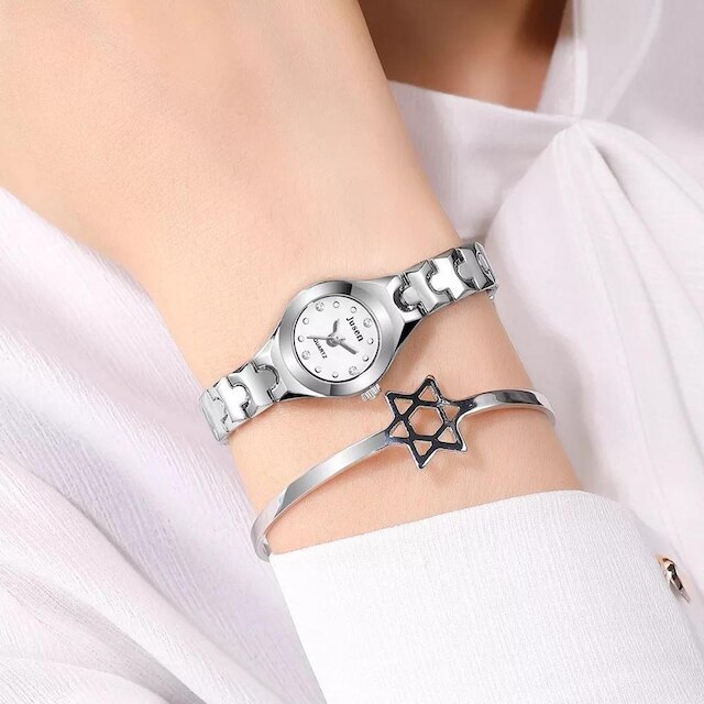 Relógio Feminino Prata Mini Luxo Quartz Analógico Pequeno