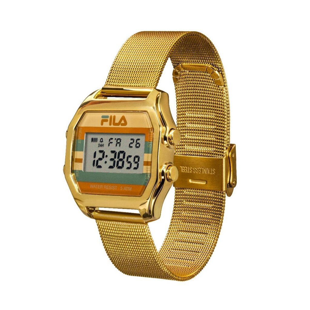 Relógio Fila Original Feminino Digital Dourado Malha Aço 38-350-004