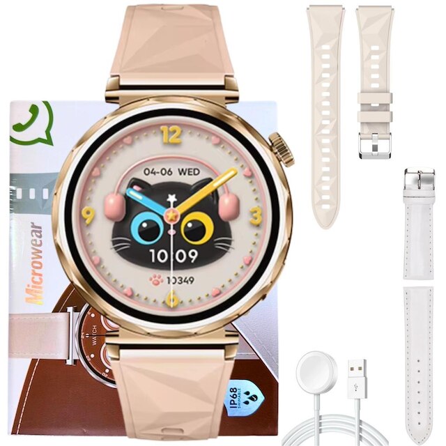 Relógio Inteligente GT5 Mini Smartwatch Feminino Delicado 41mm Gps Nfc Responde Whatsss 2 Pulseiras
